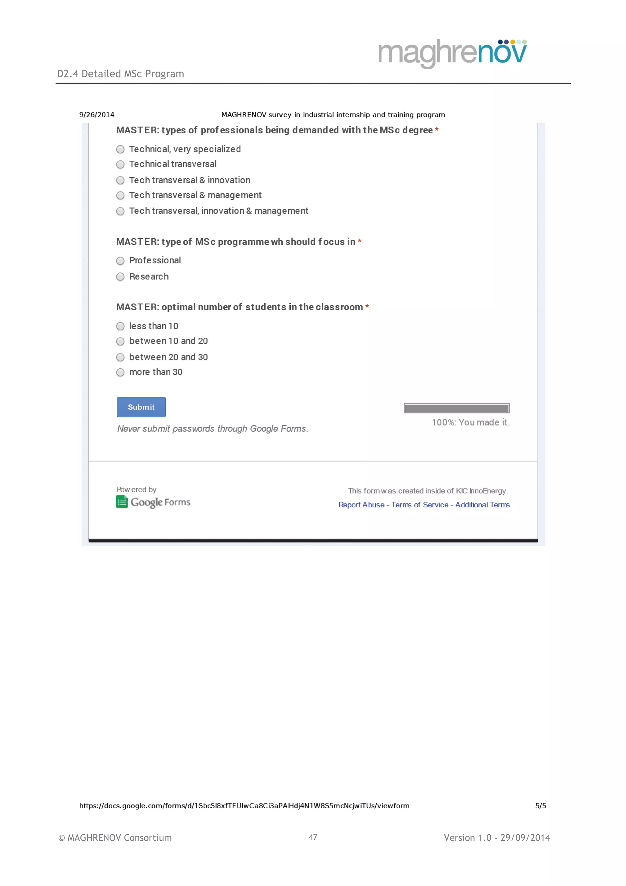 D2.4 Detailed MSc Program
© MAGHRENOV Consortium Version 1.0 - 29/09/201447
 