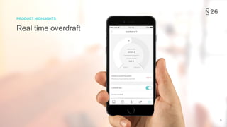 6
Real time overdraft
PRODUCT HIGHLIGHTS
 