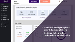 • All in-one, enterprise grade,
growth hacking platform
• Designed to help online
business increase their sales
 