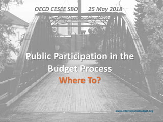 www.internationalbudget.org
Public Participation in the
Budget Process
Where To?
OECD CESEE SBO 25 May 2018
 