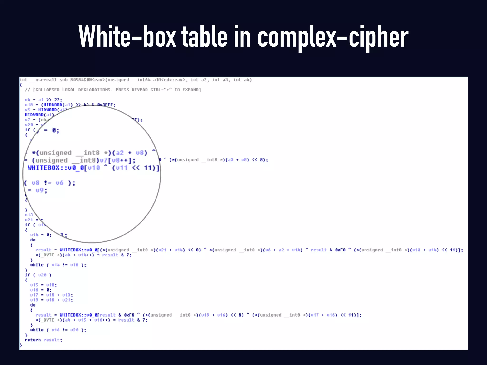 White-box table in complex-cipher
 