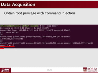 Data Acquisition
27 / 56
Obtain root privilege with Command Injection
 