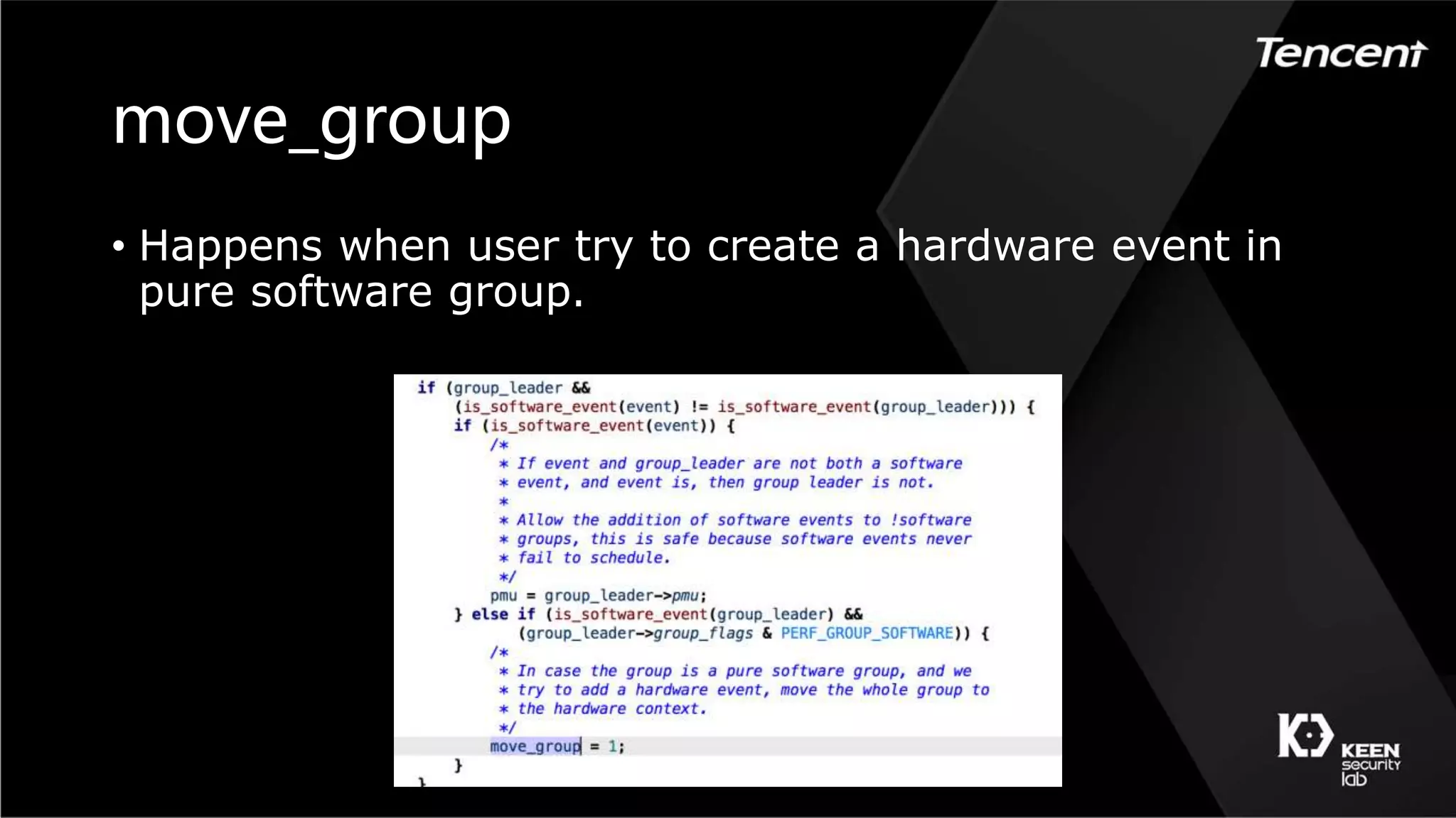 move_group
• Happens when user try to create a hardware event in
pure software group.
 