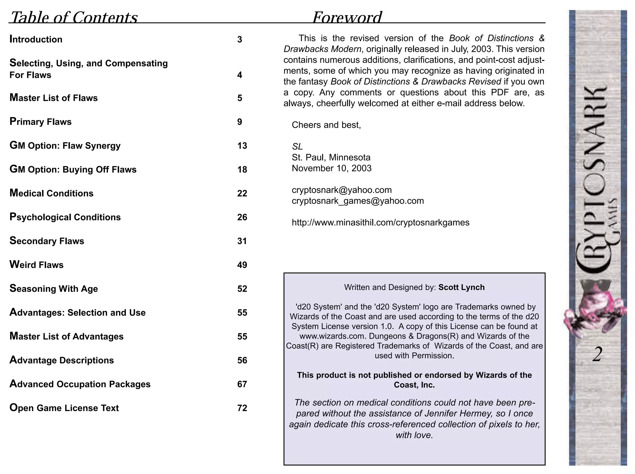 d20 Cryptosnark Games The Book of Distinctions and Drawbacks.pdf