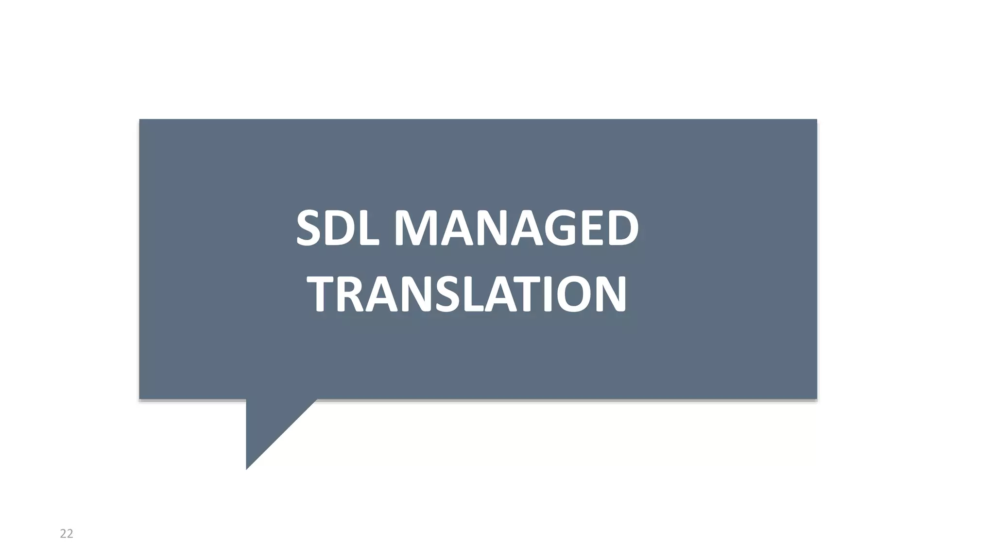 22
SDL MANAGED
TRANSLATION
 