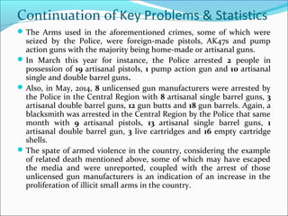 Continuation of Key Problems & Statistics 
The Arms used in the aforementioned crimes, some of which were 
seized by the ...