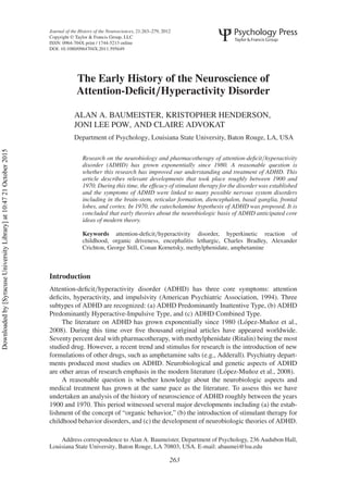 Early History of ADHD | PDF
