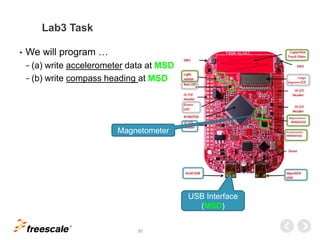 TM
50
Lab3 Task
• We will program …
− (a) write accelerometer data at MSD
− (b) write compass heading at MSD
USB Interface
(MSD)
Magnetometer
 