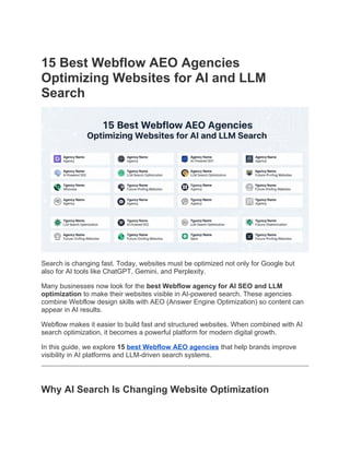 15 Best Webflow AEO Agencies Optimizing Websites for AI & LLM Search | DOCX