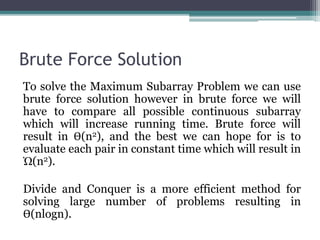 The Maximum Subarray Problem | PPT