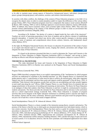 ISSUES AND CONCERNS IN THE INTEGRATION OF PEACE EDUCATION IN HIGHER ...
