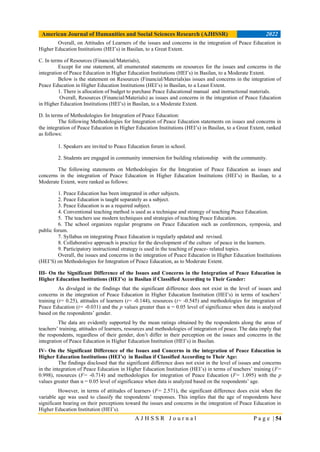 ISSUES AND CONCERNS IN THE INTEGRATION OF PEACE EDUCATION IN HIGHER ...