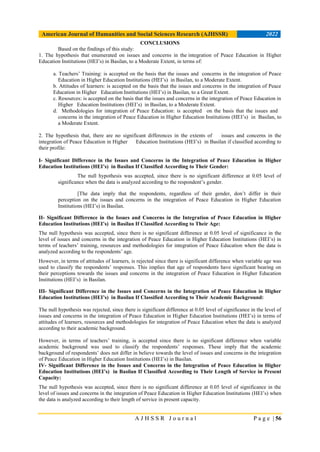 ISSUES AND CONCERNS IN THE INTEGRATION OF PEACE EDUCATION IN HIGHER ...