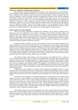 ISSUES AND CONCERNS IN THE INTEGRATION OF PEACE EDUCATION IN HIGHER ...