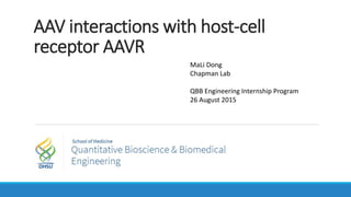 AAV interactions with host-cell
receptor AAVR
MaLi Dong
Chapman Lab
QBB Engineering Internship Program
26 August 2015
 