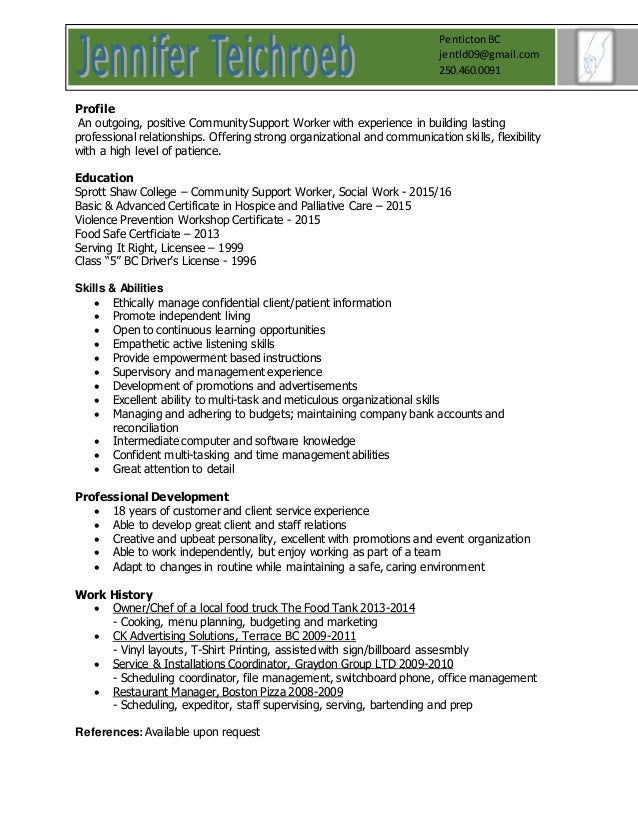 Caregiver Resume Sample