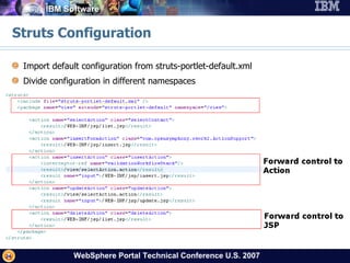 Struts Configuration Import default configuration from struts-portlet-default.xml Divide configuration in different namespaces 