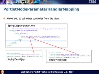 PortletModeParameterHandlerMapping Allows you to call other controller from the view. 