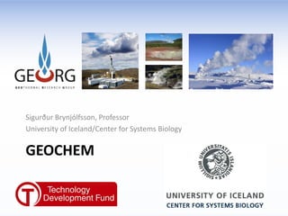 GEOCHEM
Sigurður Brynjólfsson, Professor
University of Iceland/Center for Systems Biology
 
