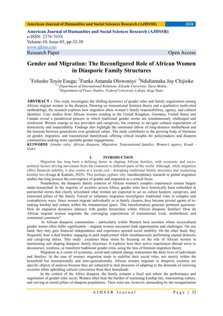 Gender and Migration: The Reconfigured Role of African Women in ...