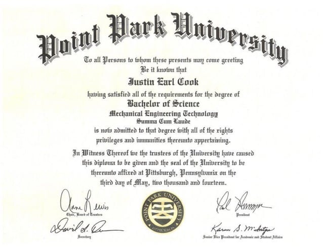 Diploma bachelor of science mechanical engineering technology 