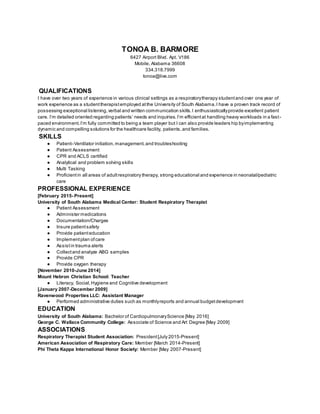 Rtt Resume Examples RRT Resume #1 | DOCX
