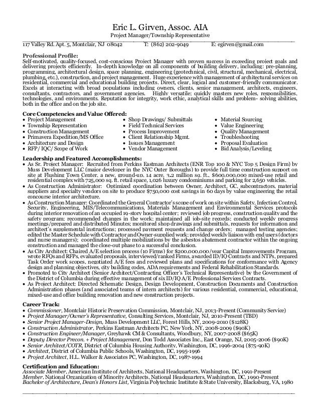 resume 2015_final_11102015_montclair project manager eric l girven assoc aia project managertownship representative - Architectural Project Manager Resume resume 2015_final_11102015_montclair project manager eric l girven assoc aia project managertownship representative - Architectural Project Manager Resume