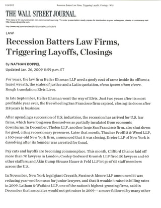 Recession Batters Law Firms
