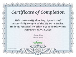 Big Data Basics Hadoop, MapReduce, Hive, Pig, & Spark