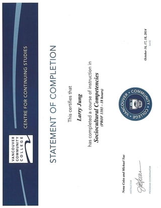 SCT Socio-cultural Competencies Training Certificate
