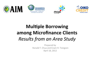 Mul-ple	
  Borrowing	
  	
  
among	
  Microﬁnance	
  Clients	
  
 Results	
  from	
  an	
  Area	
  Study	
  
             ...