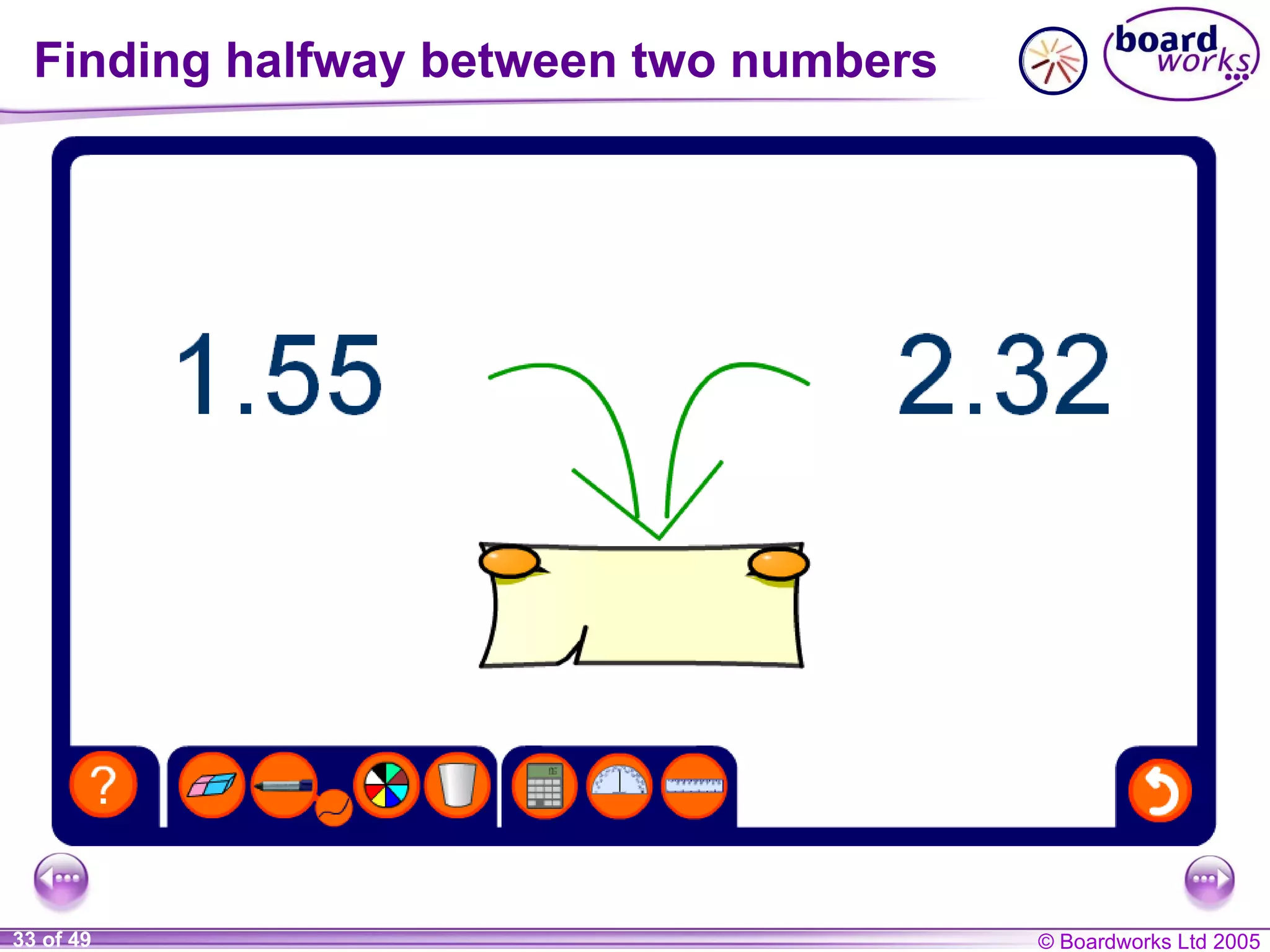 Finding halfway between two numbers 