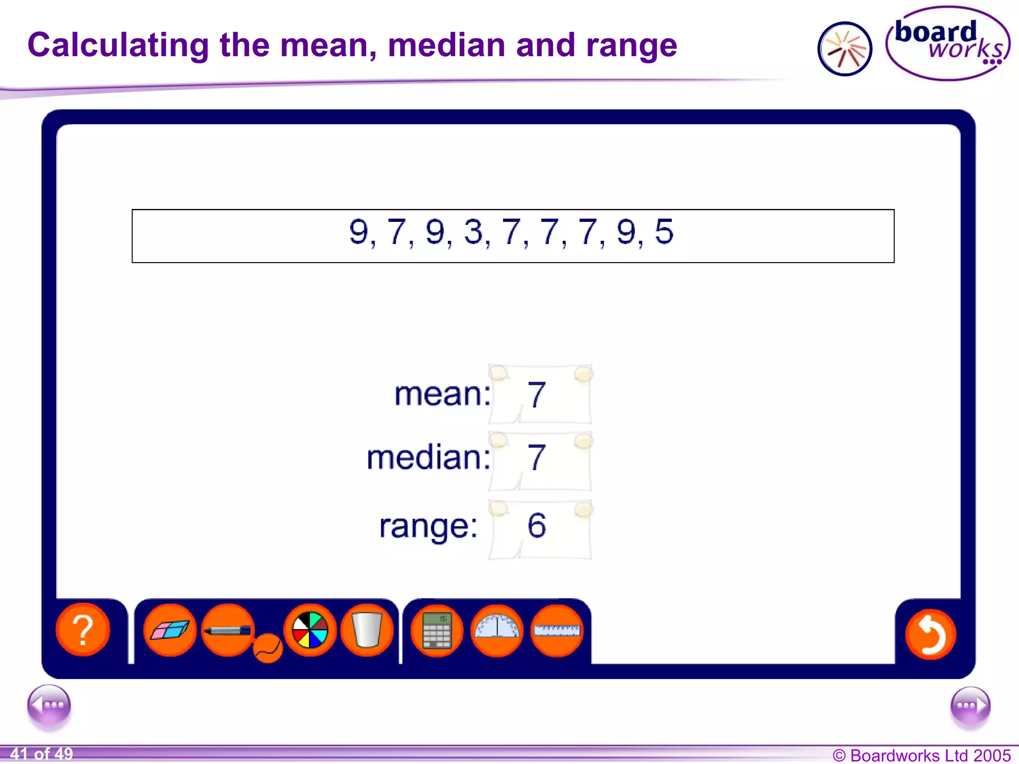 Calculating the mean, median and range 