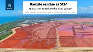 Tobias Danner & Harald Justnes, XXIV NCR Symposium 2022, Stockholm
1
Bauxite residue as SCM
Approaches to reduce the alkali content
alcircle.com
 