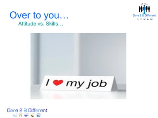 Over to you…
 Attitude vs. Skills…
 