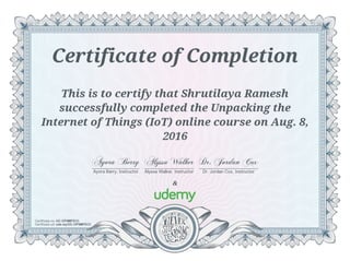 Udemy IoT Certificate