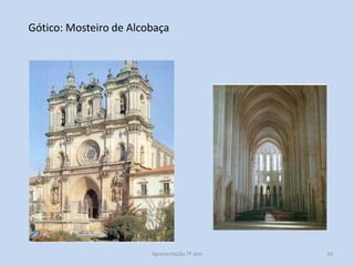Gótico: Mosteiro de Alcobaça

Apresentação 7º ano

24

 