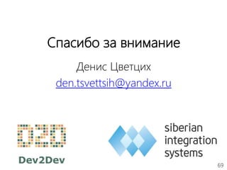 69
Спасибо за внимание
Денис Цветцих
den.tsvettsih@yandex.ru
 