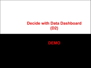 Decide with Data Dashboard
(D2)
DEMO
 