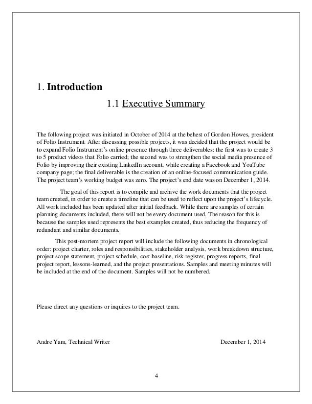 Short executive summary example picture