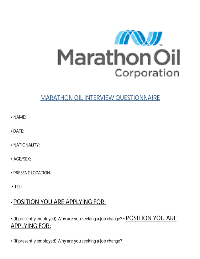 MARATHONOILINTERVIEWQUESTIONNAIRE3 (1) PDF