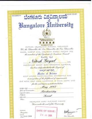 Msc Degree Certificate