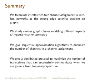 Strong Edge Coloring for Channel Assignment in Wireless Radio Networks