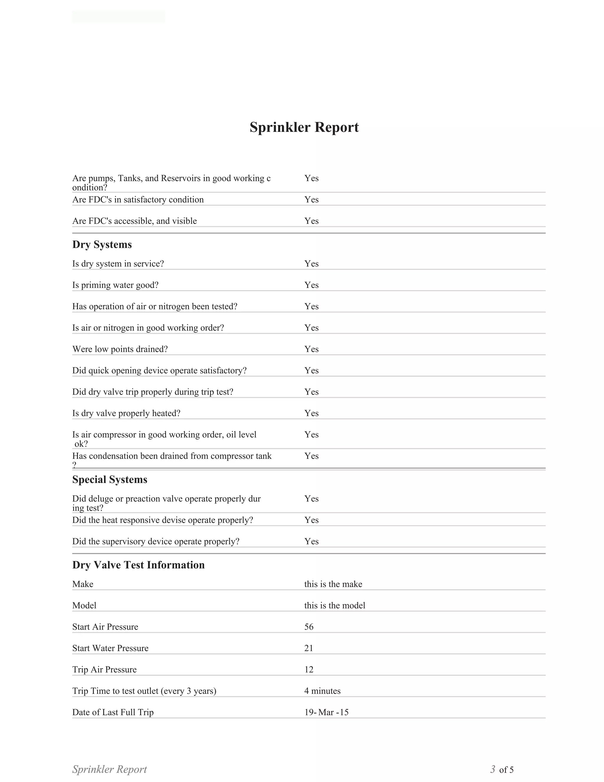 Sprinkler Report Pdf