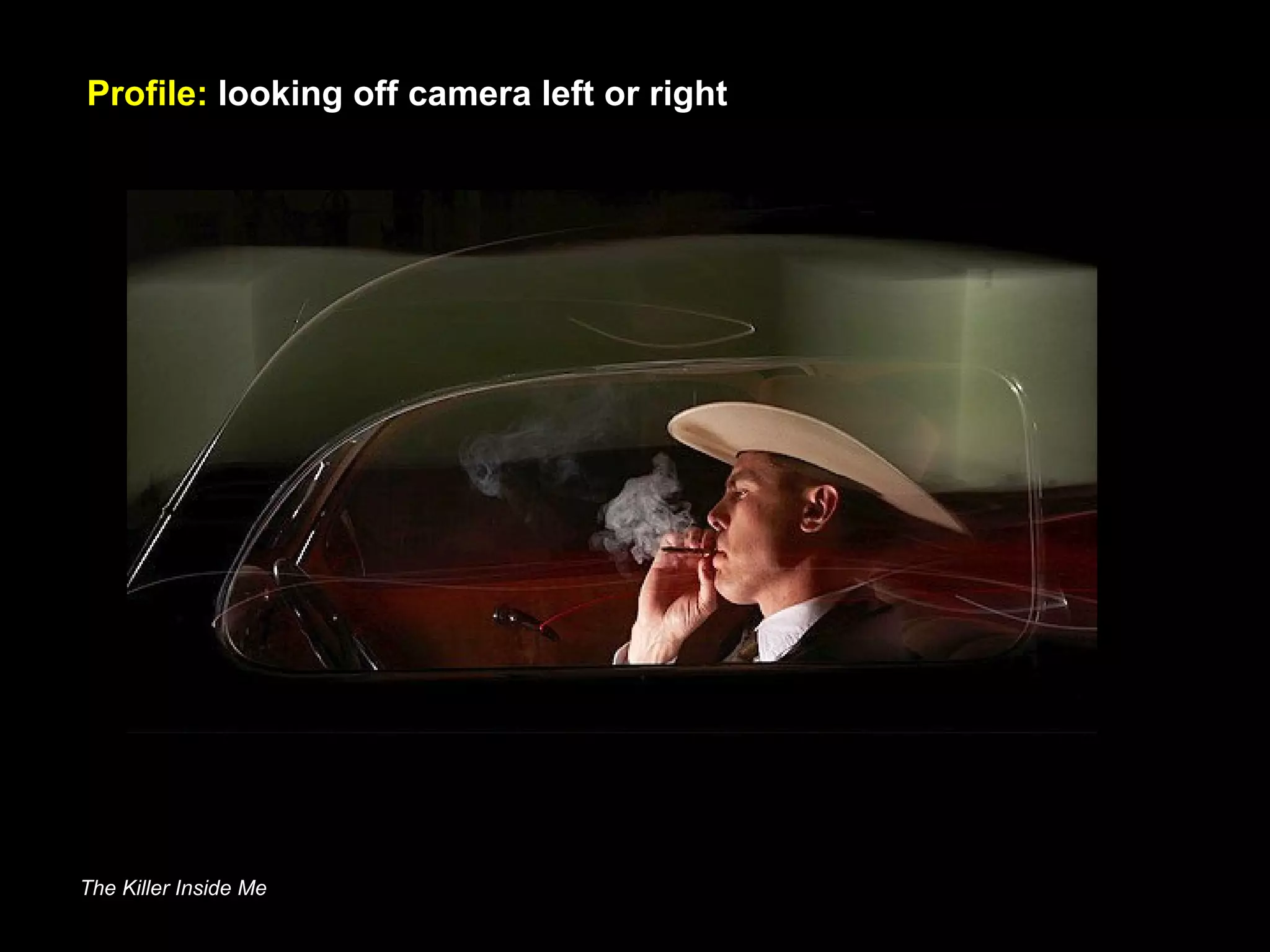 Profile: looking off camera left or right
The Killer Inside Me
 