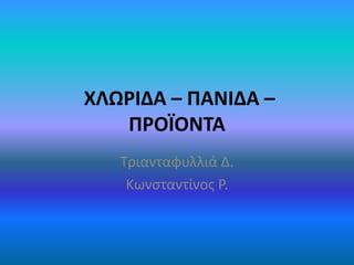 ΧΛΩΡΙΔΑ – ΠΑΝΙΔΑ –
ΠΡΟΪΟΝΤΑ
Τριανταφυλλιά Δ.
Κωνσταντίνος Ρ.
 