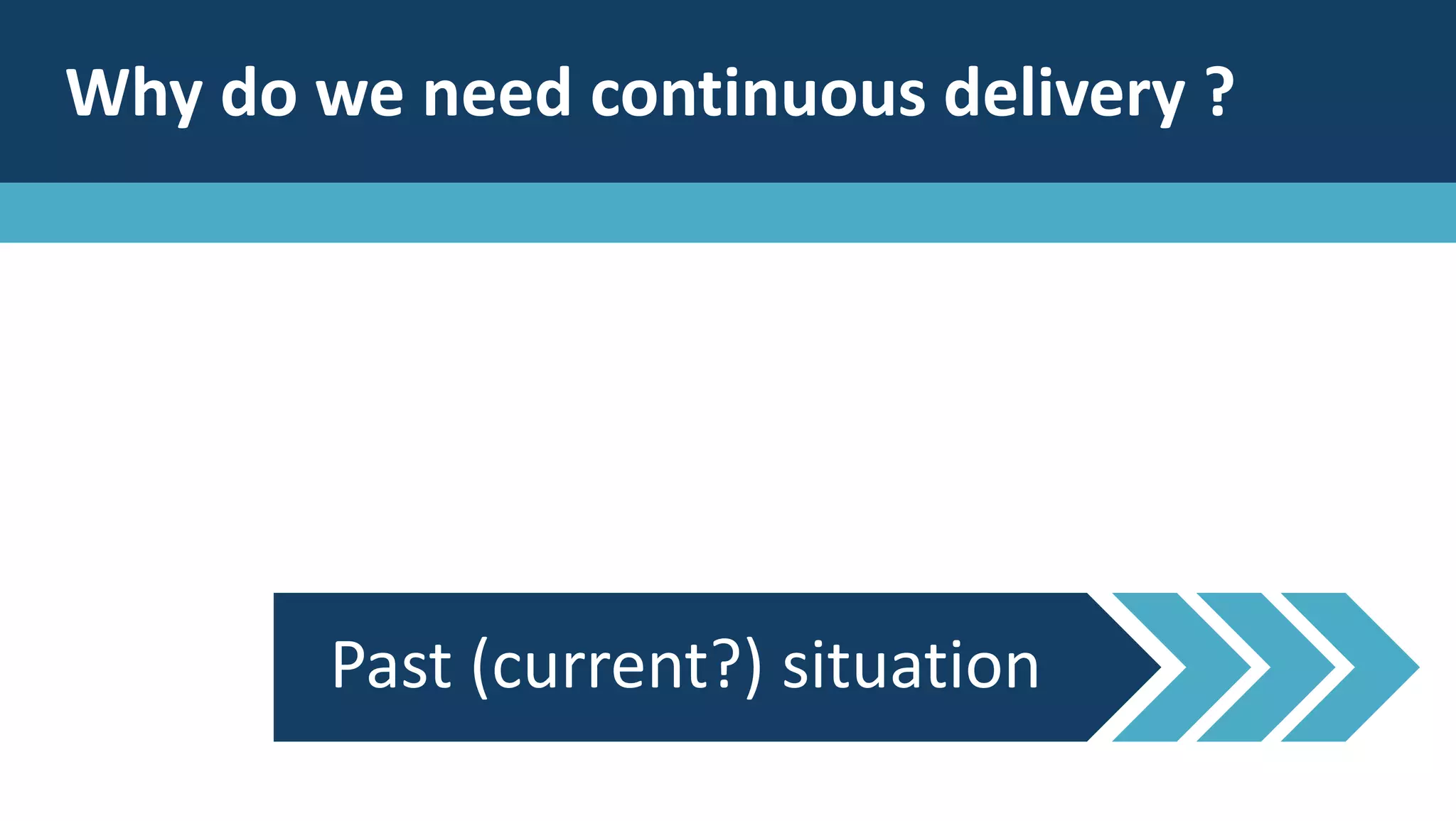 Past (current?) situation
Why do we need continuous delivery ?
 