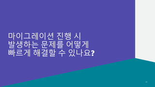 기술 지원 사례로 알아보는 마이그레이션 이슈 및 해결 방안 모음
© 2022, Amazon Web Services, Inc. or its affiliates.
© 2022, Amazon Web Services, Inc. or its affiliates.
마이그레이션 진행 시
발생하는 문제를 어떻게
빠르게 해결할 수 있나요?
17
 