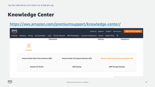 기술 지원 사례로 알아보는 마이그레이션 이슈 및 해결 방안 모음
© 2022, Amazon Web Services, Inc. or its affiliates.
Knowledge Center
https://aws.amazon.com/premiumsupport/knowledge-center/
21
 
