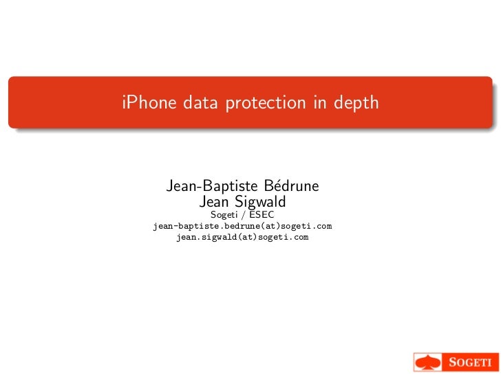 Iphone Data Protection In Depth